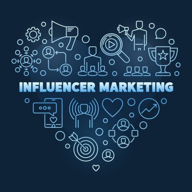 Etkilenen Pazarlama vektörü mavi doğrusal kalp çizimi