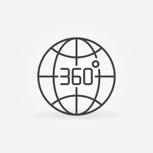 360 μοίρες γήινη σφαίρα περίγραμμα διάνυσμα εικονίδιο έννοια — Διανυσματικό Αρχείο