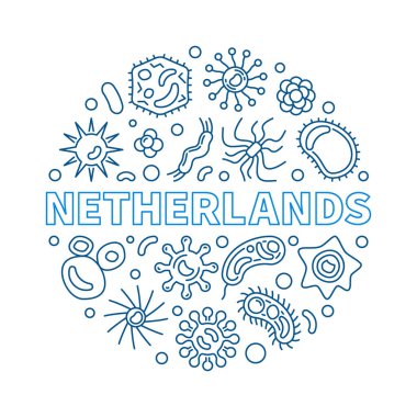 Coronavirus - Hollanda 'da Covid-19 mavi yuvarlak çizgi çizimi