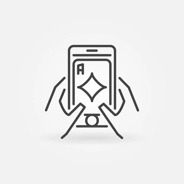 Телефон с иконкой векторной линии онлайн покер приложения — стоковый вектор