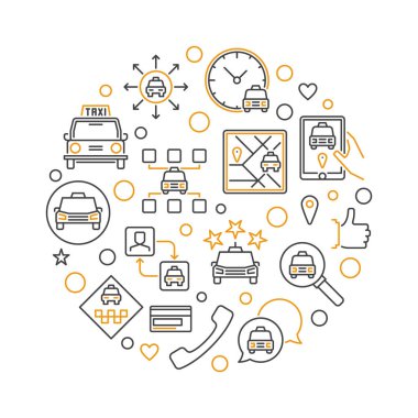 Vektör Taksi kavramı doğrusal dairesel yaratıcı illüstrasyon