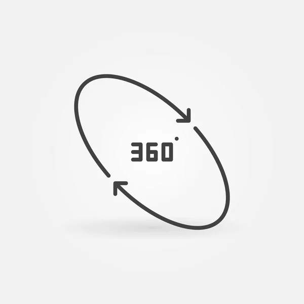 İnce çizgi biçiminde 360 derece vektör konsepti basit simge — Stok Vektör