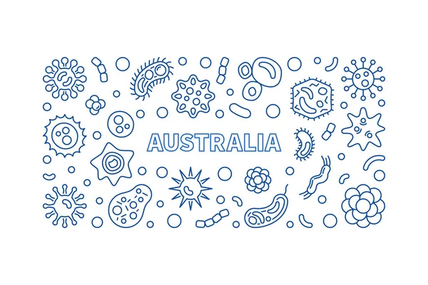 Coronavirus στην Αυστραλία vector blue concept thin line banner — Διανυσματικό Αρχείο