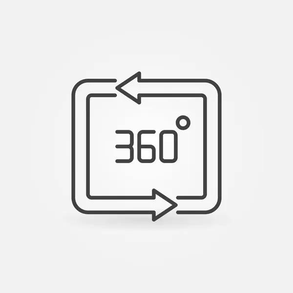 360 도 개념 최소 벡터 아이콘 윤곽 — 스톡 벡터