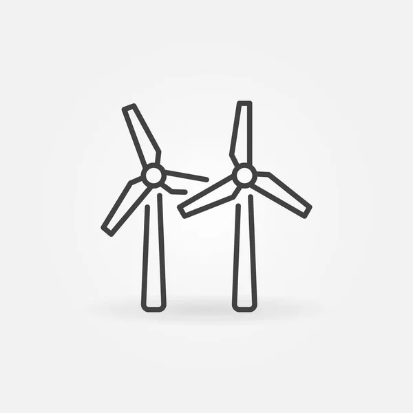 Icono de concepto de vector de dos turbinas de viento en estilo de línea fina — Archivo Imágenes Vectoriales