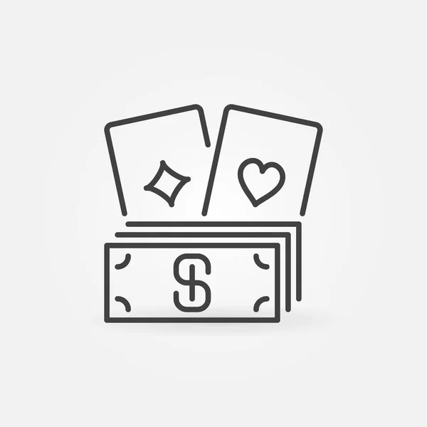 Пара игральных карт с иконкой "Cash or Money vector outline" — стоковый вектор