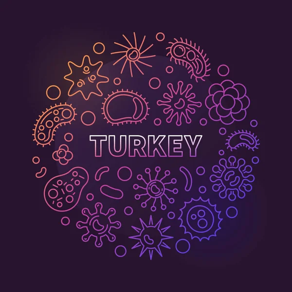 Türkiye 'de koronavirüs vektörü renkli çizgi çizimi