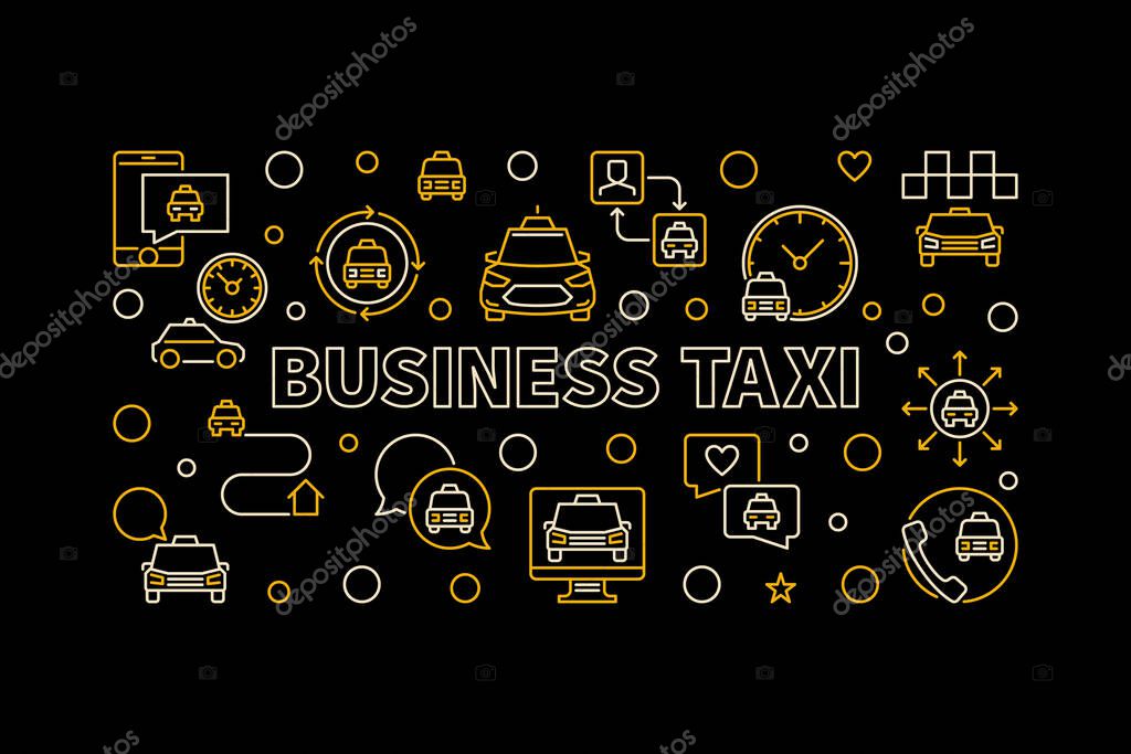 Vector Business Taxi concept creative horizontal outline illustration or banner