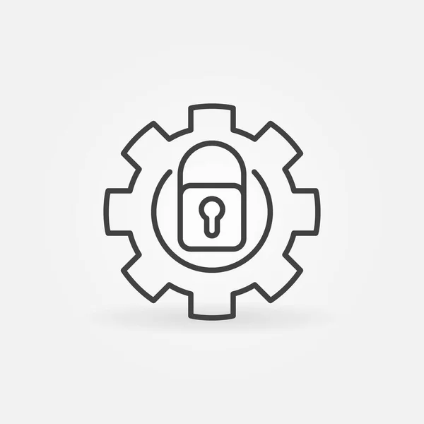 Engrenage avec icône de concept vectoriel Padlock dans le style de contour — Image vectorielle