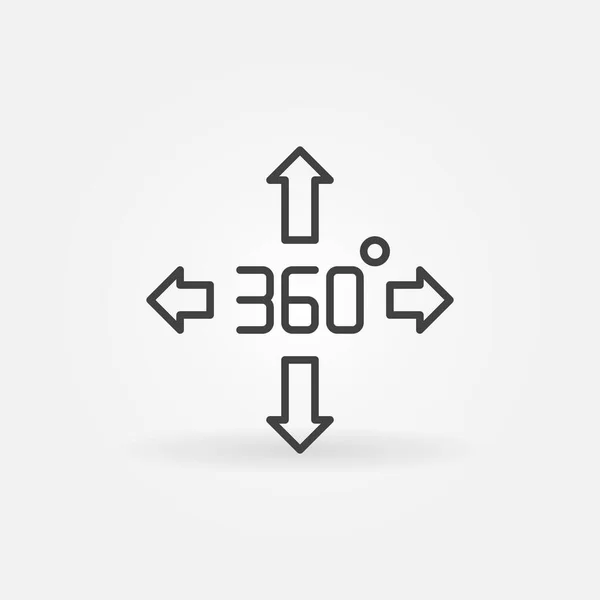 360 grados flechas vector esquema concepto icono — Vector de stock
