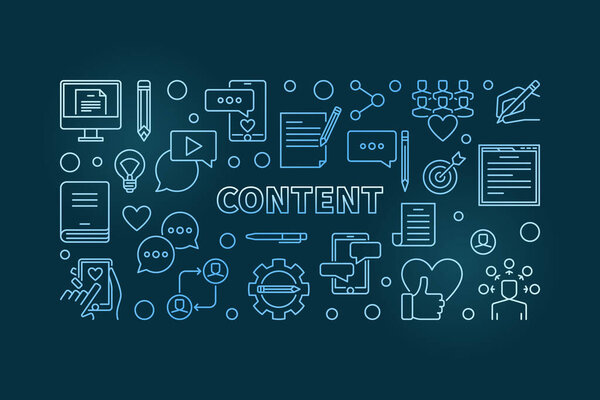 Контент вектора содержания синяя линейная горизонтальная иллюстрация
