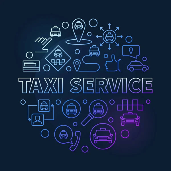 Taxi služba vektor koncept kolo barevný obrys ilustrace — Stockový vektor
