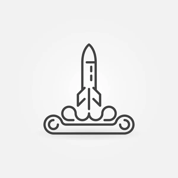 Icono de concepto de vector de lanzamiento de misiles en estilo de línea delgada — Vector de stock