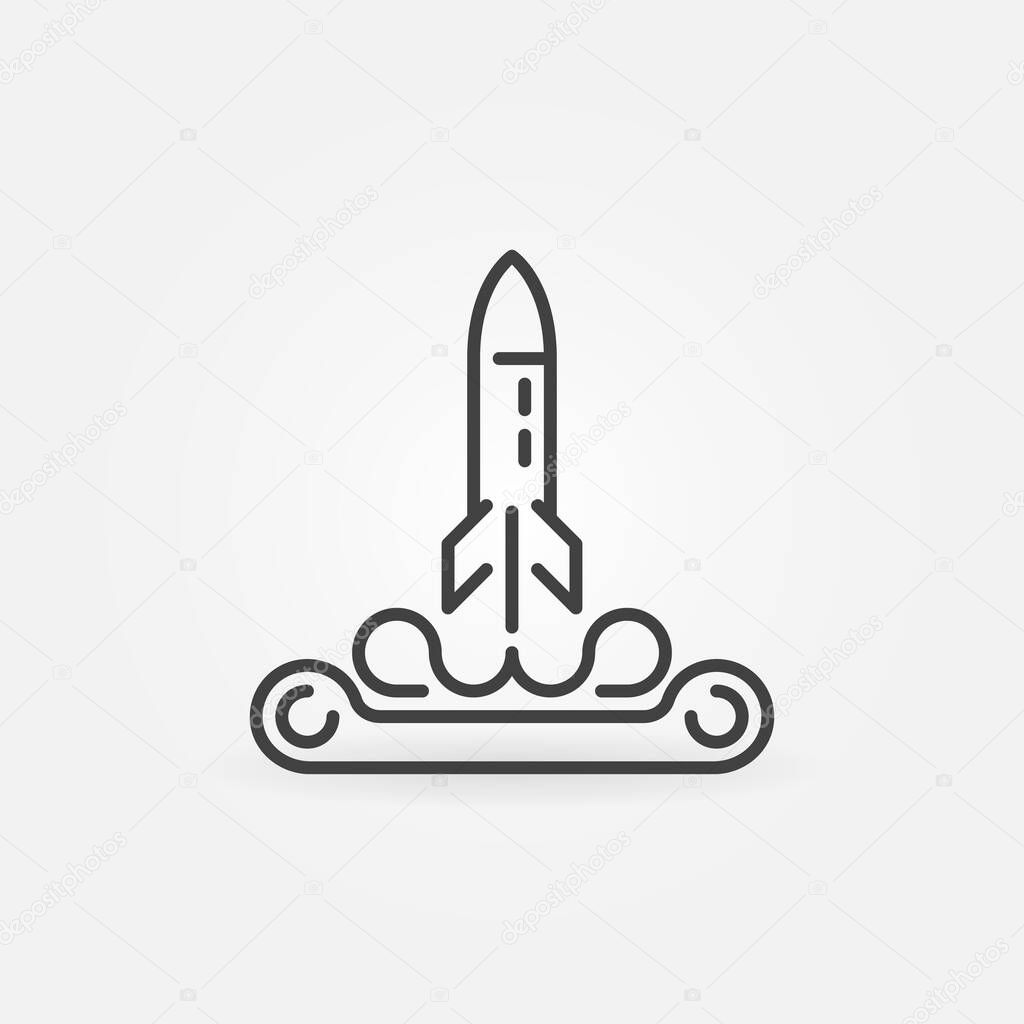 Missile launch vector concept icon or symbol in thin line style