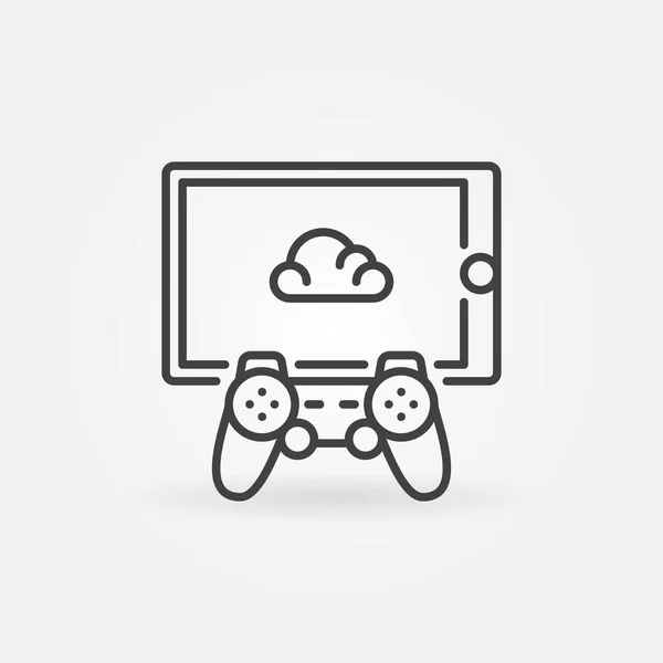 Cloud Gaming na tabletu s ikonou vektoru Gamepad — Stockový vektor
