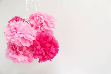 Kağıt çiçekler, kız bebek duş parti. Bebek duş celebr