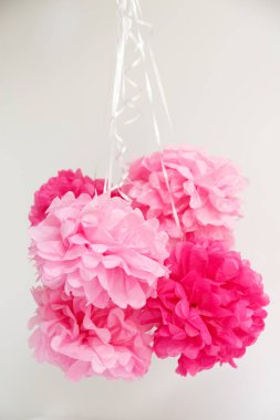 Kağıt çiçekler, kız bebek duş parti. Bebek duş celebr