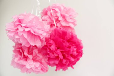 Kağıt çiçekler, kız bebek duş parti. Bebek duş celebr