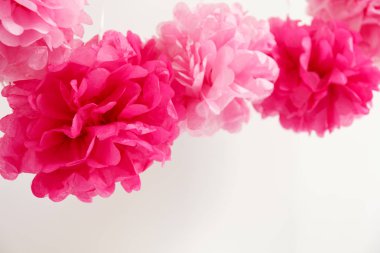 Kağıt çiçekler, kız bebek duş parti. Bebek duş celebr