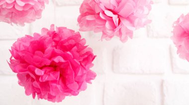 Kağıt çiçekler, kız bebek duş parti. Bebek duş celebr