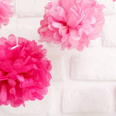 Kağıt çiçekler, kız bebek duş parti. Bebek duş celebr