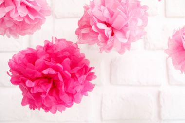 Kağıt çiçekler, kız bebek duş parti. Bebek duş celebr