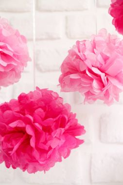 Kağıt çiçekler, kız bebek duş parti. Bebek duş celebr