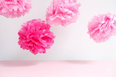 Kağıt çiçekler, kız bebek duş parti. Bebek duş celebr