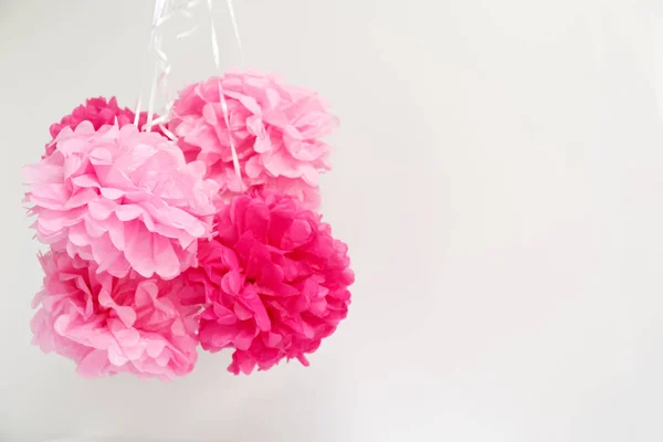 Paper flowers at the girl baby shower party.  Baby shower celebr — Stock Photo, Image