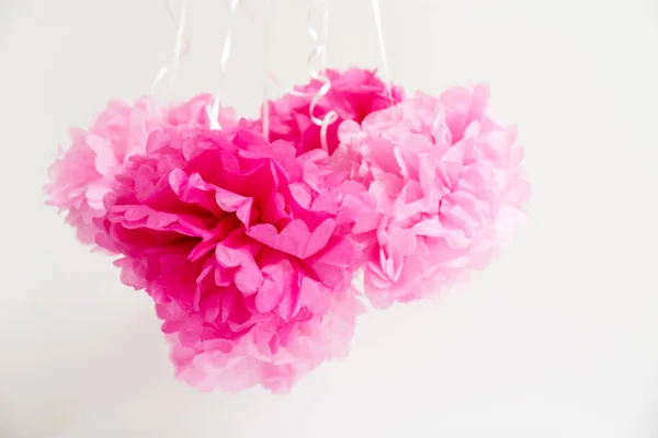 Paper flowers at the girl baby shower party.  Baby shower celebr — Stock Photo, Image