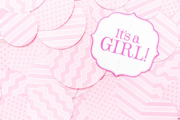 It's a girl sign at the baby shower party.  Pink patterns backgr — Stock Photo, Image