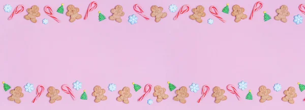 Christmas sweet treats pattern background. Flat lay holiday conc — Stock Photo, Image