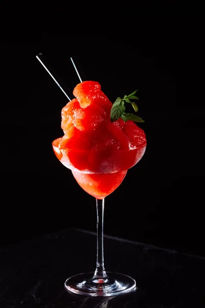 Frozen strawberry margarita on the dark background.  Luxury craf — Stock Photo, Image