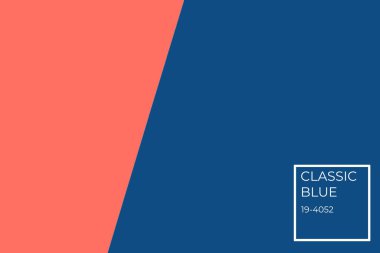 Çift renk mavi ve mercan modern düz arka planda renk isim etiketi ile uzanır