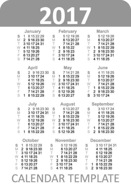 Englischer Taschenkalender für 2017 — Stockvektor