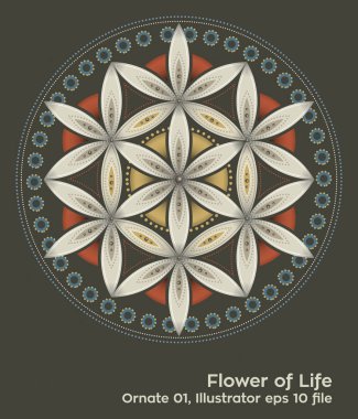 buddhism chakra illustration: Flower of Life Ornate clipart