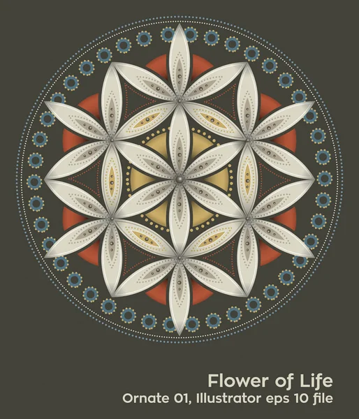 Chakra budismo ilustración: Flor de la vida adornada — Vector de stock