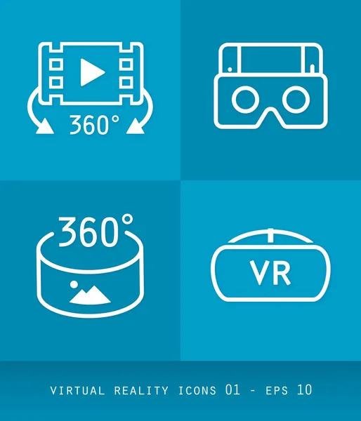 Virtual Reality Icons Set Series, Flat 2.0 Design 01 - Stok Vektor