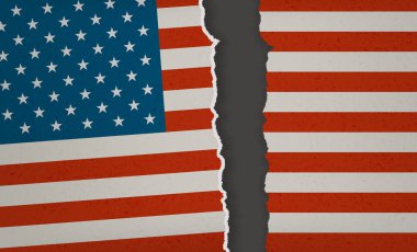 Amerikan bayrağı yırtık apart - bölünmüş düşeriz