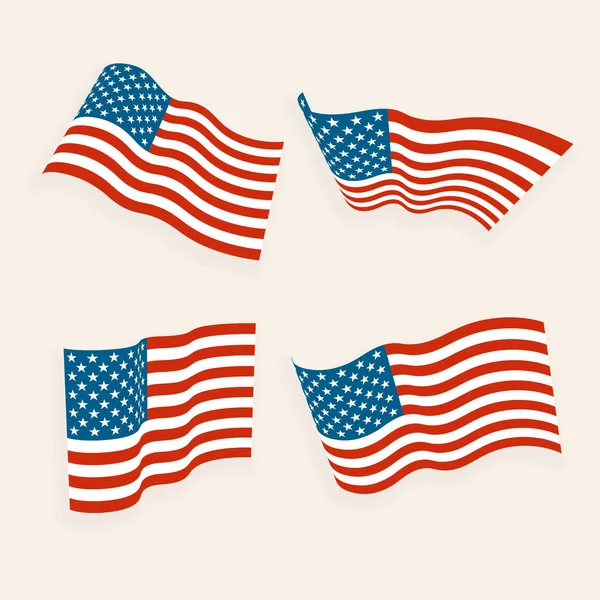 Collezione American Flags in the Wind - Vector — Vettoriale Stock