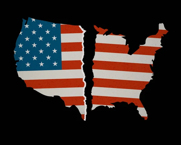 Mapa da Bandeira Americana rasgado - Dividido caímos — Vetor de Stock