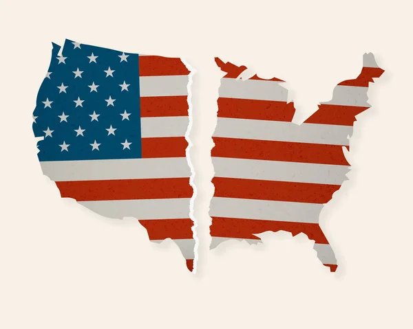 Amerikan bayrağı yırtık apart - bölünmüş harita düşeriz