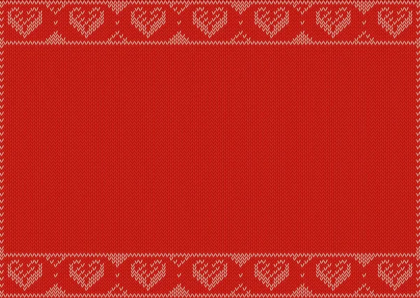 Valentinky den Design, pletení vzorem, červené srdce a Cop — Stockový vektor