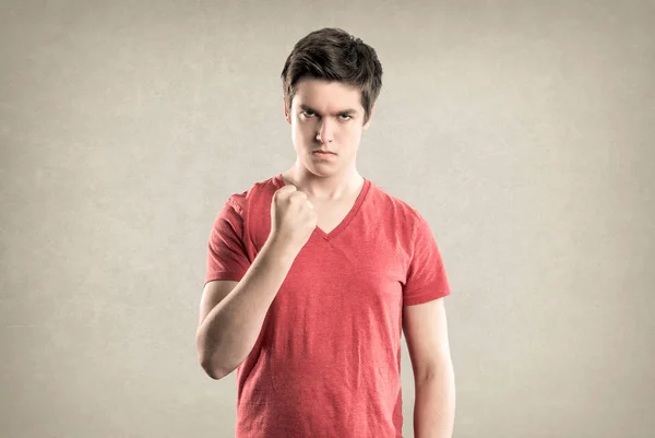 Teenage Boy - Expressions series - Angry, Fist — Stock Photo, Image