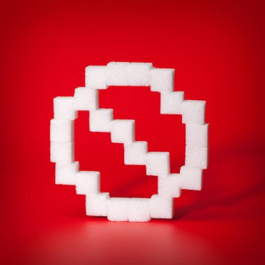 Kırmızı - yasak işareti şekillerdeki şeker