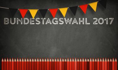 Bundestagswahl serisi 2017 Alman seçim için. Tahtaya tebeşir. Okuma Bundestagswahl: Federal parlamento seçimleri
