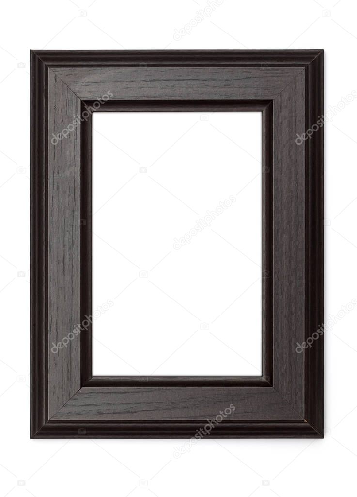 Picture Frames Series, isolated on White Background Cut-Out: Black wood beveled