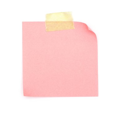 Yapışkan notlar, beyaz arka plan üzerinde izole nesne: pembe sarı bandı ile