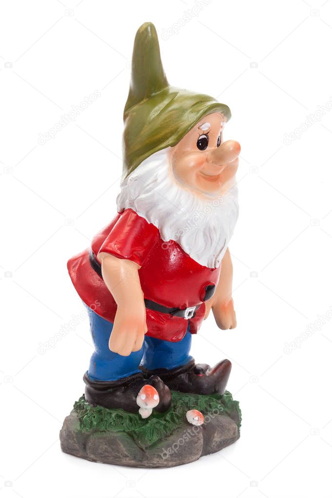 Garden Gnomes isolated on white background, simple figurines to decorate your garden