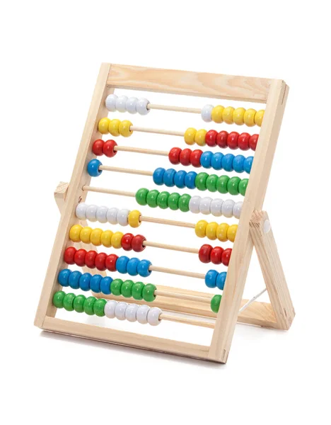 Abacus de la escuela primaria para que los niños aprendan los fundamentos del conteo y las matemáticas, aislados en blanco — Foto de Stock